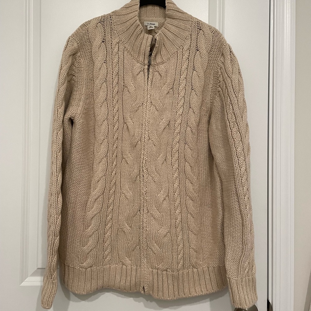 L.L. Bean Full Zip 100% Cotton Sweater XL